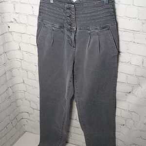 Ryegrass High Waisted Pleated Ankle Mom Jeans Grey